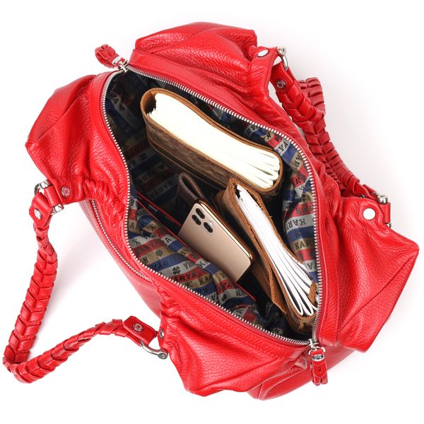 Яскрава сумка жіноча з ручками KARYA 20843 шкіряна Червоний 20843 фото