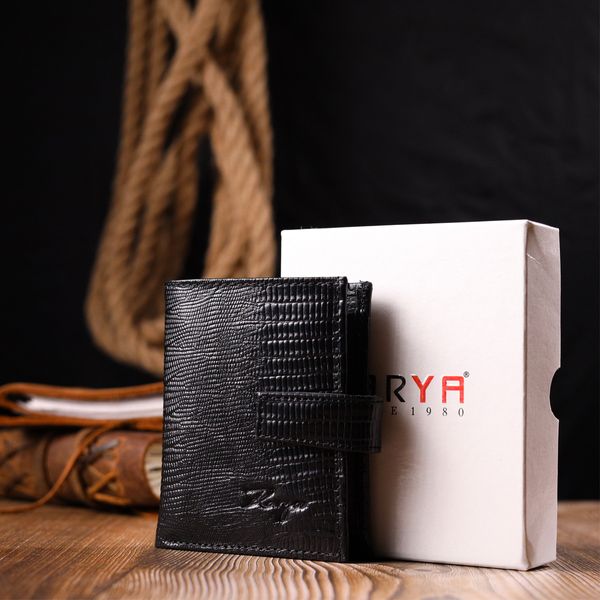 Практичний вертикальний невеликий чоловічий гаманець із фактурної шкіри KARYA 20993 Чорний 20993 фото