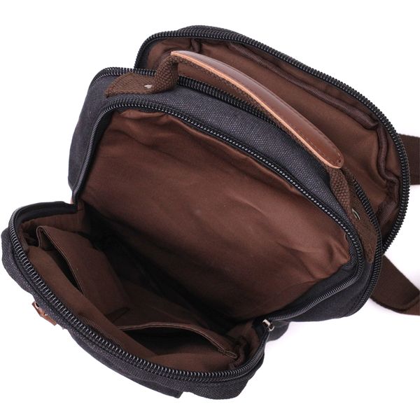 Оригінальна чоловіча сумка через плече із щільного текстилю Vintage 22192 Чорний 56827 фото