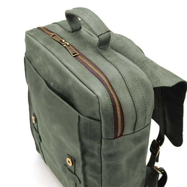 Сумка рюкзак для ноутбука з вінтажної шкіри TARWA RE-3420-3md зелена RE-3420-3md фото