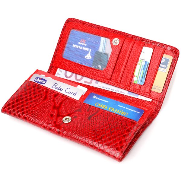 Яскравий лакований гаманець для жінок із натуральної фактурної шкіри CANPELLINI 21610 Червоний 21610 фото