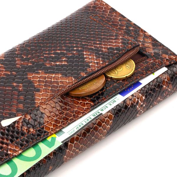Лакований жіночий гаманець із фактурної натуральної шкіри з тисненням під змію CANPELLINI 21711 Коричневий 21711 фото