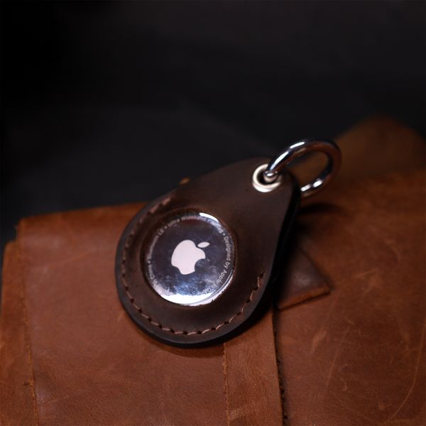 Надійний брелок-тримач для Apple AirTag із вінтажної шкіри GRANDE PELLE 11615 Коричневий 56422 фото