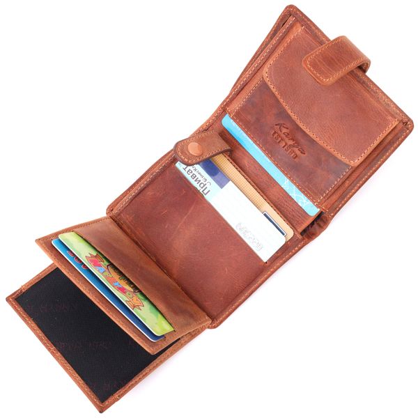 Функціональний чоловічий гаманець у вінтажній шкірі KARYA 21369 Рудий 21369 фото