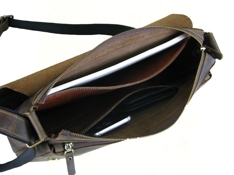 Кожаная сумка мессенджер для документов А4 SGE AU 003 brown коричневая AU 003 brown фото