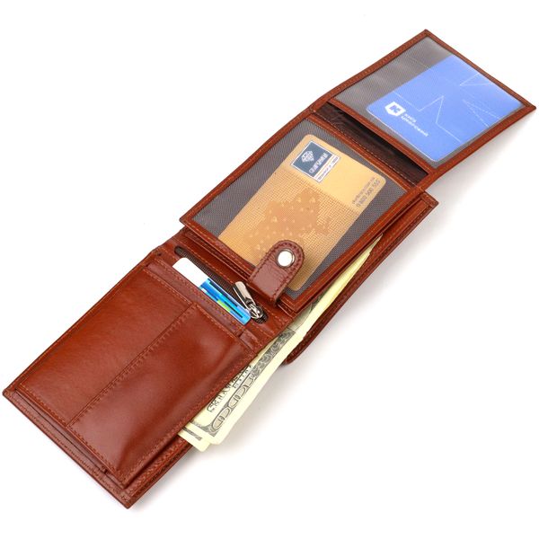 Надежный горизонтальный мужской бумажник среднего размера из натуральной гладкой кожи CANPELLINI 21862 Коричневый 21862 фото