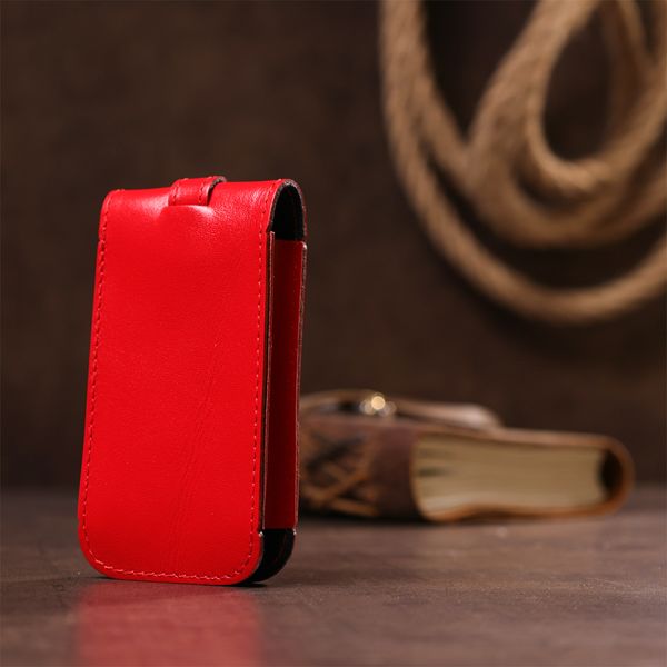 Компактная кожаная ключница с хлястиком SHVIGEL 13987 Красная 13987 фото
