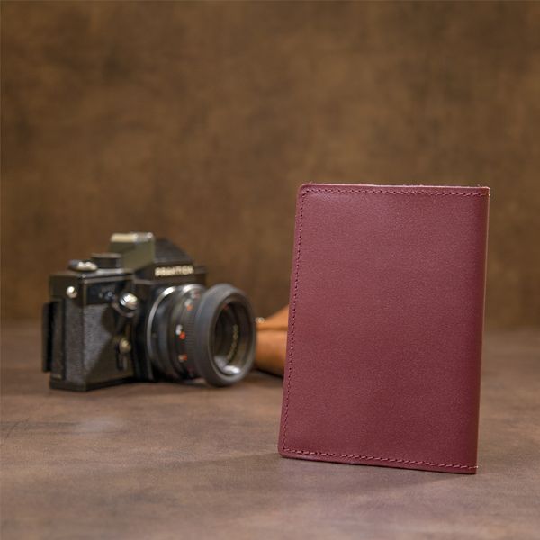 Матовая кожаная обложка на паспорт GRANDE PELLE 11482 Бордовый 11482 фото