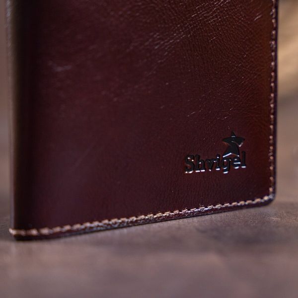 Бумажник мужской вертикальный на двух кнопках SHVIGEL 16193 Коричневый 16193 фото