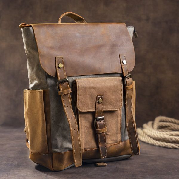 Удобный рюкзак с карманами canvas Vintage 20111 Серый 20111 фото