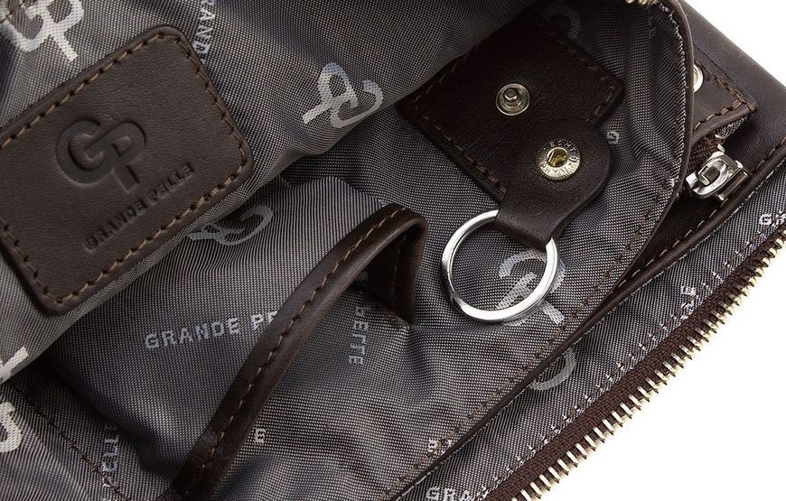 Чоловічий шкіряний великий клатч коричневого кольору Grande Pelle 705620 705620 фото