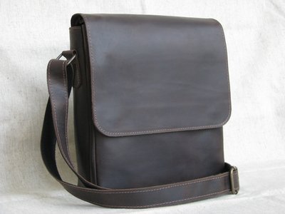 Вместительная мужская кожаная сумка на плечо SGE MK 002 brown коричневая MK 002 brown фото