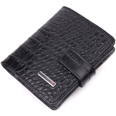 Стильний чоловічий шкіряний гаманець з тисненням під крокодила KARYA 21371 Чорний 21371 фото