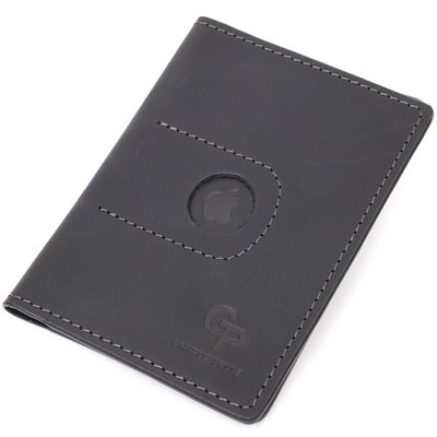 Надежная кожаная обложка на паспорт с держателем для Apple AirTag GRANDE PELLE 11620 Черный 56427 фото
