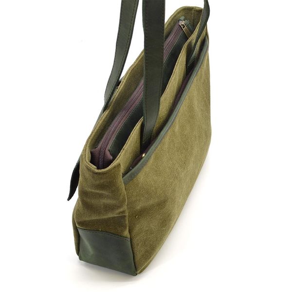 Женская сумка тоут из канвас и кожи TARWA REH-3930-3md с передними карманами REH-3930-3md фото