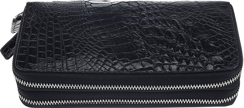 Гаманець-клатч CROCODILE LEATHER 18023 з натуральної шкіри крокодила Чорний 18023 фото