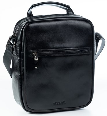 Шкіряна чоловіча сумка на плече барсетка REK-020-Black чорна REK-020-Black фото