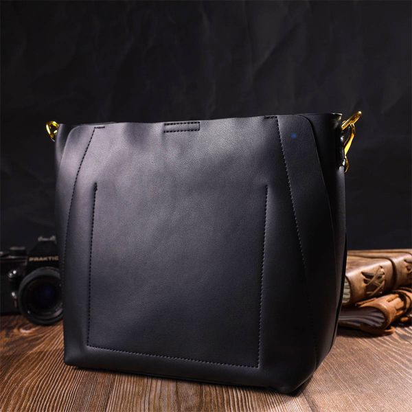 Ділова жіноча сумка з натуральної шкіри 22109 Vintage Чорна 56310 фото