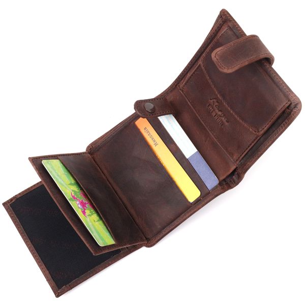 Компактний чоловічий гаманець у вінтажній шкірі KARYA 21372 Коричневий 21372 фото