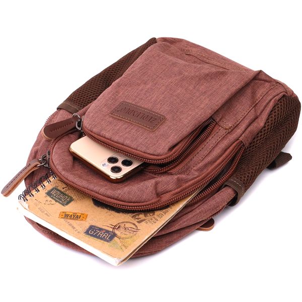 Небольшой рюкзак из полиэстера с большим количеством карманов Vintage 22150 Коричневый 56786 фото