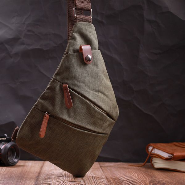 Зручна сумка через плече для чоловіків із текстилю Vintage 22197 Оливковий 56830 фото
