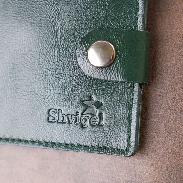 Небольшое модное кожаное портмоне Shvigel 16441 Зеленый 16441 фото
