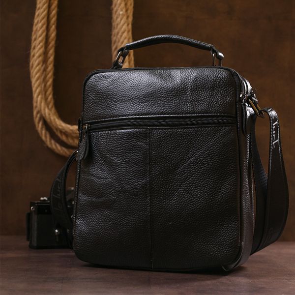 Вместительная кожаная мужская сумка Vintage 20683 Черный 20683 фото