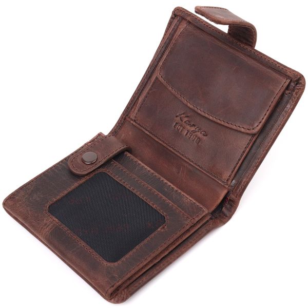 Компактний чоловічий гаманець у вінтажній шкірі KARYA 21372 Коричневий 21372 фото