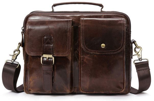 Деловая сумка на плечо кожаная Vintage 14820 Коричневая 14820 фото
