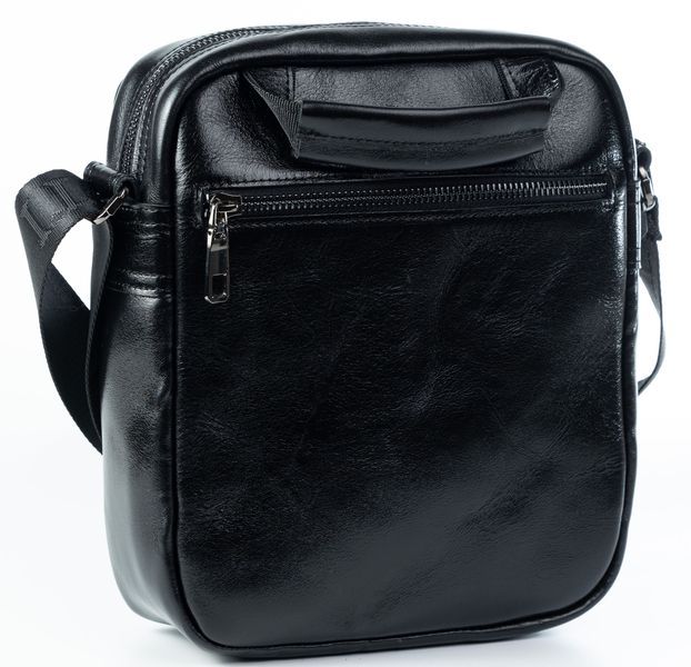 Кожаная мужская сумка на плечо барсетка REK-020-Black черная REK-020-Black фото
