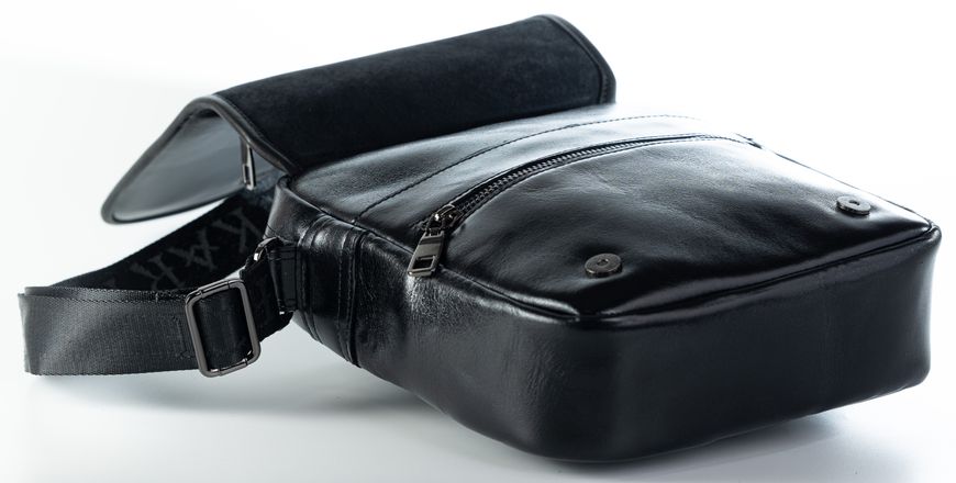 Кожаная мужская сумка на плечо барсетка REK-020-Black черная REK-020-Black фото