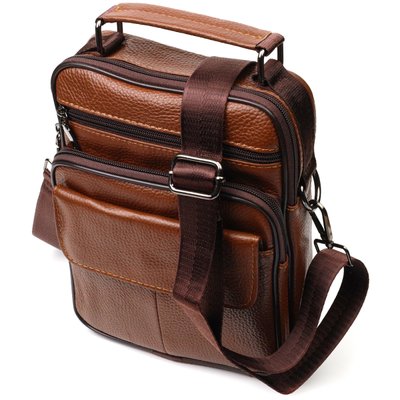 Стильна вертикальна чоловіча сумка із натуральної шкіри Vintage 21954 Світло-коричнева 21954 фото