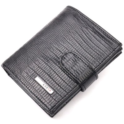 Стильное лакированное мужское портмоне из фактурной кожи KARYA 21047 Черный 21047 фото