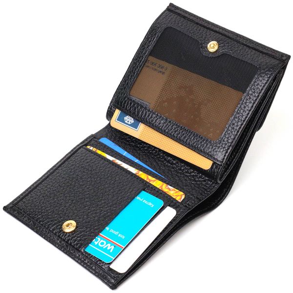 Компактний жіночий гаманець з місткою монетницею на кнопці з натуральної шкіри Tony Bellucci 22010 Чорний 22010 фото