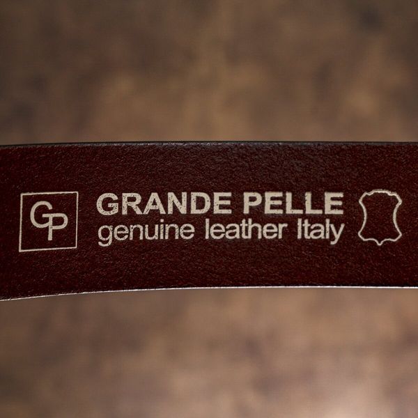 Ремінь чоловічий з круглою латуніевой пряжкою Grande Pelle 11269 Червоно-коричневий 11269 фото