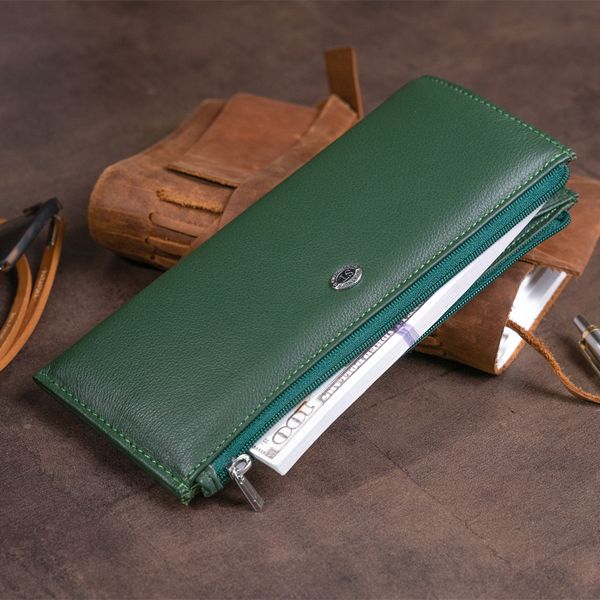 Горизонтальний тонкий гаманець зі шкіри унісекс ST Leather 19328 Зелений 19328 фото