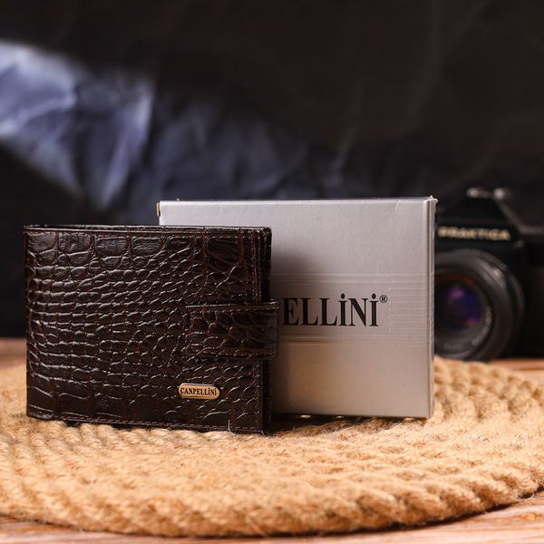 Оригінальний чоловічий гаманець із натуральної фактурної шкіри CANPELLINI 21513 Коричневий 21513 фото