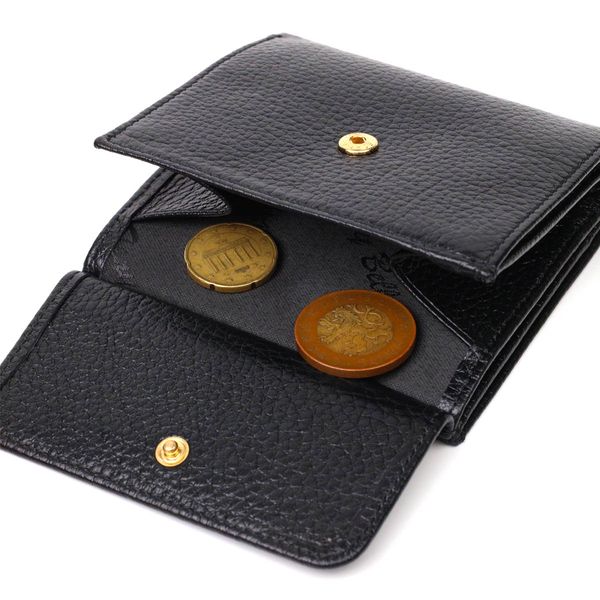 Компактний жіночий гаманець з місткою монетницею на кнопці з натуральної шкіри Tony Bellucci 22010 Чорний 22010 фото