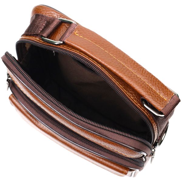 Стильна вертикальна чоловіча сумка із натуральної шкіри Vintage 21954 Світло-коричнева 21954 фото