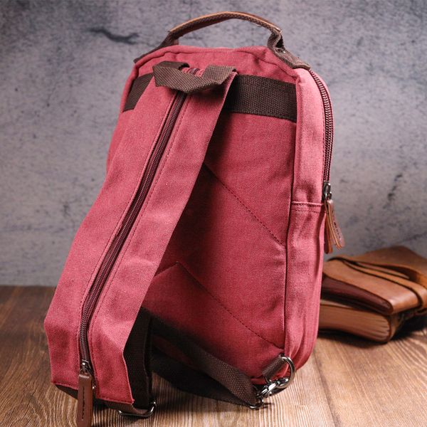 Оригінальний рюкзак з текстилю 21256 Vintage Малиновий 55140 фото