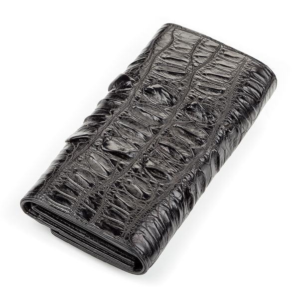 Портмоне жіноче CROCODILE LEATHER 18025 з натуральної шкіри крокодила Чорний 18025 фото