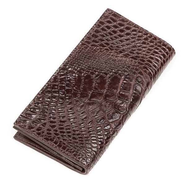 Портмоне вертикальне CROCODILE LEATHER 18266 з натуральної шкіри крокодила Коричневе 18266 фото