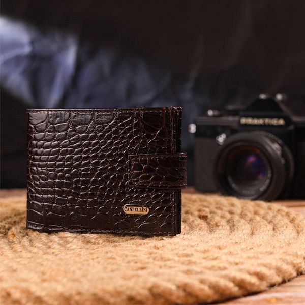 Оригінальний чоловічий гаманець із натуральної фактурної шкіри CANPELLINI 21513 Коричневий 21513 фото