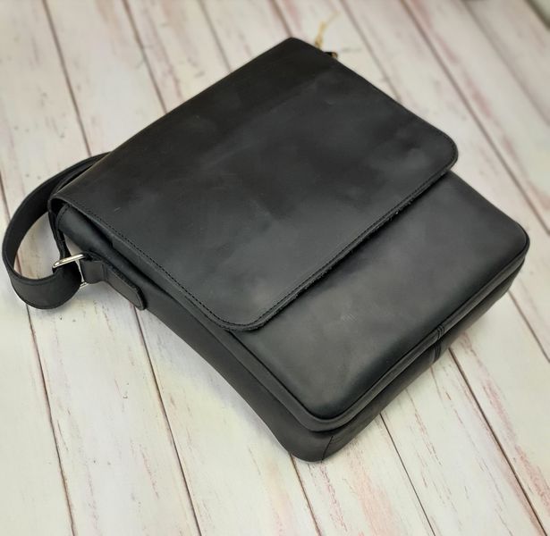 Мужская удобная кожаная сумка на плечо SGE AU 002 black чорная AU 002 black фото