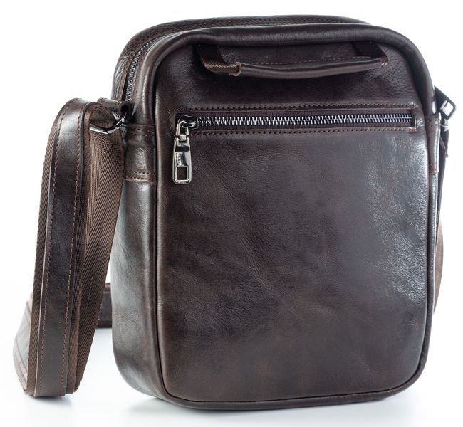 Кожаная мужская сумка на плечо барсетка REK-020-Brown коричневая REK-020-Brown фото
