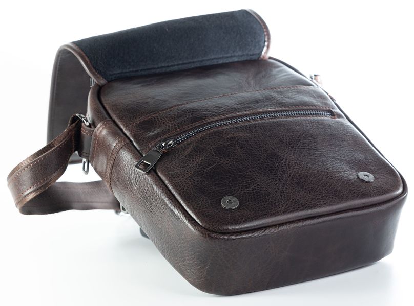 Шкіряна чоловіча сумка на плече барсетка REK-020-Brown коричнева REK-020-Brown фото