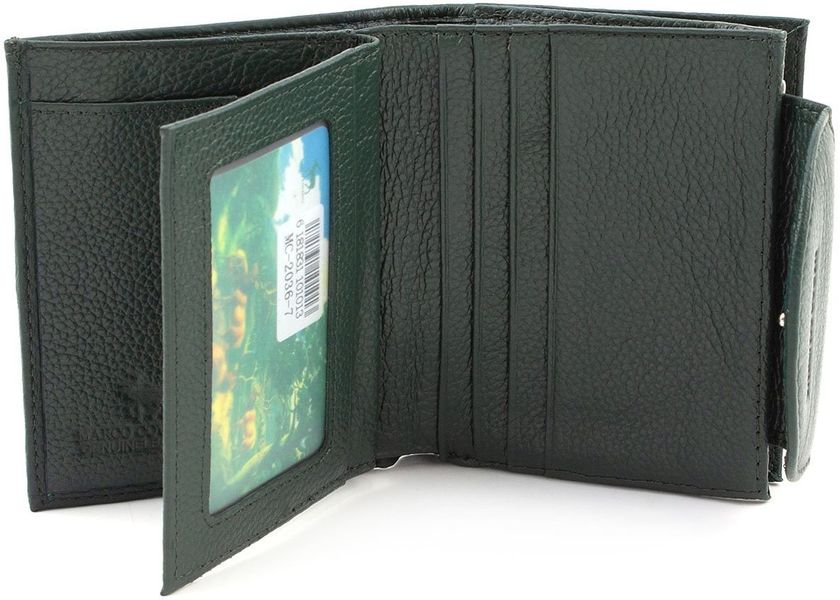 Зелений шкіряний гаманець на кнопці Marco Coverna mc-2036-7 MC-2036-7 green фото