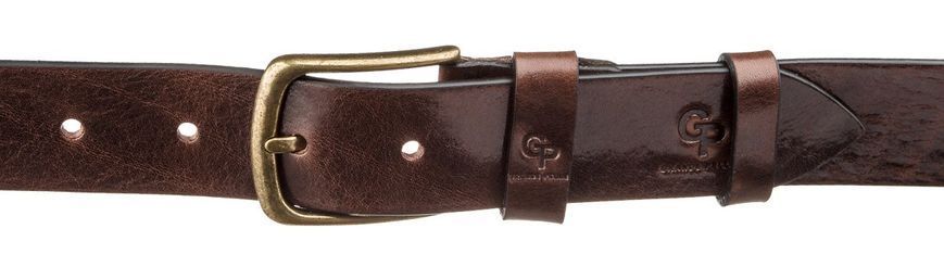 Ремінь чоловічий з круглою латуніевой пряжкою Grande Pelle 11269 Червоно-коричневий 11269 фото