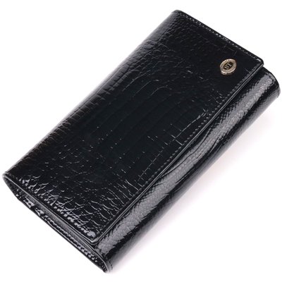 Лаковий жіночий гаманець з візитницею ST Leather 19403 Чорний 19403 фото