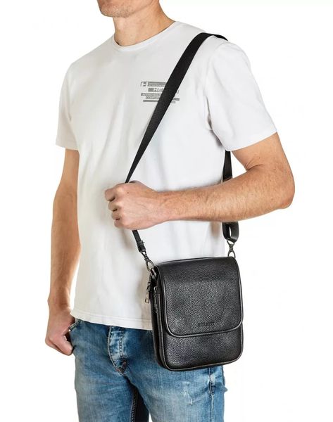 Шкіряна чоловіча сумка на плече невелика REK-013-2-Flotar чорна REK-013-2-Flotar фото